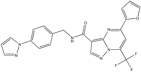 5-(2-furyl)-N-[4-(1H-pyrazol-1-yl)benzyl]-7-(trifluoromethyl)pyrazolo[1,5-a]pyrimidine-3-carboxamide Struktur