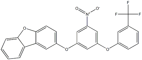 2-{3-nitro-5-[3-(trifluoromethyl)phenoxy]phenoxy}dibenzo[b,d]furan Struktur