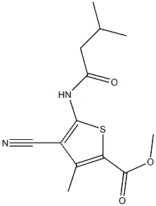 methyl 4-cyano-3-methyl-5-[(3-methylbutanoyl)amino]-2-thiophenecarboxylate Struktur