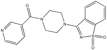 3-[4-(3-pyridinylcarbonyl)-1-piperazinyl]-1,2-benzisothiazole 1,1-dioxide Struktur