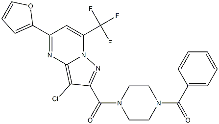 2-[(4-benzoyl-1-piperazinyl)carbonyl]-3-chloro-5-(2-furyl)-7-(trifluoromethyl)pyrazolo[1,5-a]pyrimidine Struktur