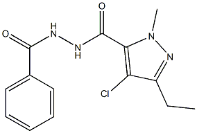 N'-benzoyl-4-chloro-3-ethyl-1-methyl-1H-pyrazole-5-carbohydrazide Struktur