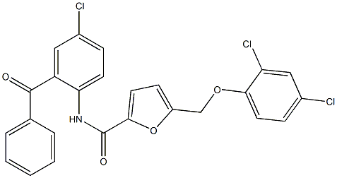 N-(2-benzoyl-4-chlorophenyl)-5-[(2,4-dichlorophenoxy)methyl]-2-furamide Struktur