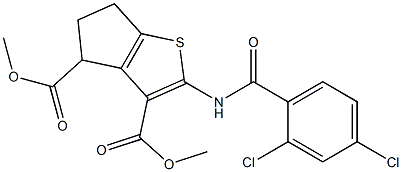 dimethyl 2-{[(2,4-dichlorophenyl)carbonyl]amino}-5,6-dihydro-4H-cyclopenta[b]thiophene-3,4-dicarboxylate Struktur