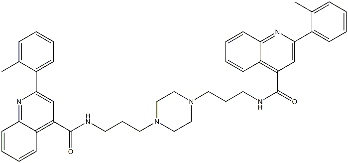 2-(2-methylphenyl)-N-(3-{4-[3-({[2-(2-methylphenyl)-4-quinolinyl]carbonyl}amino)propyl]-1-piperazinyl}propyl)-4-quinolinecarboxamide Struktur