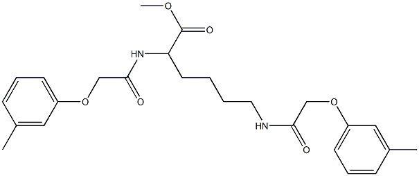 methyl 2,6-bis{[(3-methylphenoxy)acetyl]amino}hexanoate Struktur