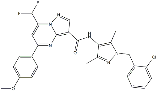 N-[1-(2-chlorobenzyl)-3,5-dimethyl-1H-pyrazol-4-yl]-7-(difluoromethyl)-5-(4-methoxyphenyl)pyrazolo[1,5-a]pyrimidine-3-carboxamide Struktur