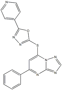 5-phenyl-7-{[5-(4-pyridinyl)-1,3,4-oxadiazol-2-yl]sulfanyl}[1,2,4]triazolo[1,5-a]pyrimidine Struktur