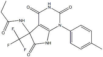 N-[1-(4-methylphenyl)-2,4,6-trioxo-5-(trifluoromethyl)-2,3,4,5,6,7-hexahydro-1H-pyrrolo[2,3-d]pyrimidin-5-yl]propanamide Struktur