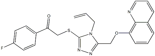 2-({4-allyl-5-[(8-quinolinyloxy)methyl]-4H-1,2,4-triazol-3-yl}sulfanyl)-1-(4-fluorophenyl)ethanone Struktur