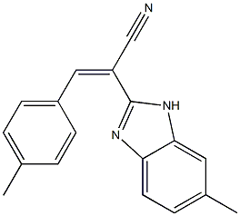 2-(6-methyl-1H-benzimidazol-2-yl)-3-(4-methylphenyl)acrylonitrile Struktur