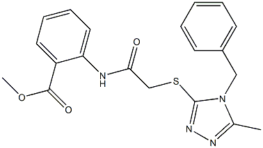 methyl 2-[({[5-methyl-4-(phenylmethyl)-4H-1,2,4-triazol-3-yl]sulfanyl}acetyl)amino]benzoate Struktur