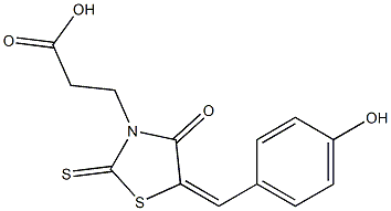 3-[5-(4-hydroxybenzylidene)-4-oxo-2-thioxo-1,3-thiazolidin-3-yl]propanoic acid Struktur