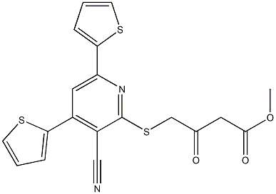 methyl 4-[(3-cyano-4,6-dithien-2-ylpyridin-2-yl)sulfanyl]-3-oxobutanoate Struktur