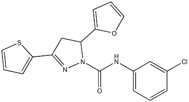 N-(3-chlorophenyl)-5-(2-furyl)-3-(2-thienyl)-4,5-dihydro-1H-pyrazole-1-carboxamide Struktur