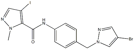 N-{4-[(4-bromo-1H-pyrazol-1-yl)methyl]phenyl}-4-iodo-1-methyl-1H-pyrazole-5-carboxamide Struktur