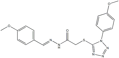 N'-(4-methoxybenzylidene)-2-{[1-(4-methoxyphenyl)-1H-tetraazol-5-yl]sulfanyl}acetohydrazide Struktur