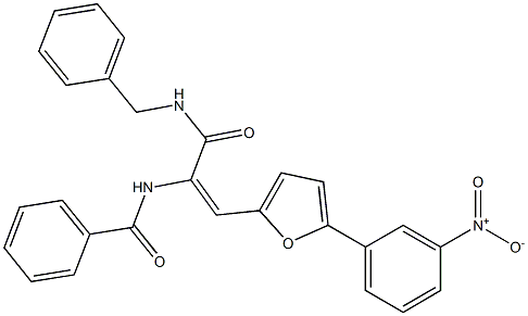 N-[1-[(benzylamino)carbonyl]-2-(5-{3-nitrophenyl}-2-furyl)vinyl]benzamide Struktur