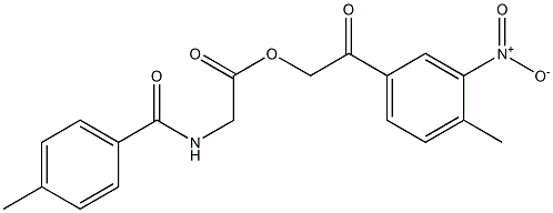 2-{3-nitro-4-methylphenyl}-2-oxoethyl [(4-methylbenzoyl)amino]acetate Struktur