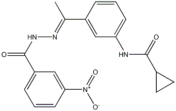 N-[3-(N-{3-nitrobenzoyl}ethanehydrazonoyl)phenyl]cyclopropanecarboxamide Struktur