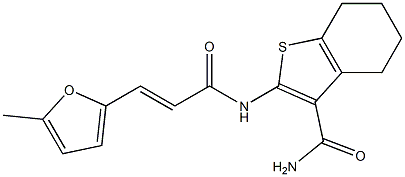 2-{[3-(5-methyl-2-furyl)acryloyl]amino}-4,5,6,7-tetrahydro-1-benzothiophene-3-carboxamide Struktur