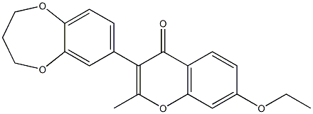 3-(3,4-dihydro-2H-1,5-benzodioxepin-7-yl)-7-ethoxy-2-methyl-4H-chromen-4-one Struktur