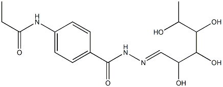 N-(4-{[2-(2,3,4,5-tetrahydroxyhexylidene)hydrazino]carbonyl}phenyl)propanamide Struktur