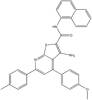 3-amino-4-(4-methoxyphenyl)-6-(4-methylphenyl)-N-(1-naphthyl)thieno[2,3-b]pyridine-2-carboxamide Struktur