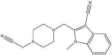 2-{[4-(cyanomethyl)-1-piperazinyl]methyl}-1-methyl-1H-indole-3-carbonitrile Struktur