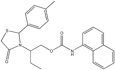 2-[2-(4-methylphenyl)-4-oxo-1,3-thiazolidin-3-yl]butyl 1-naphthylcarbamate Struktur