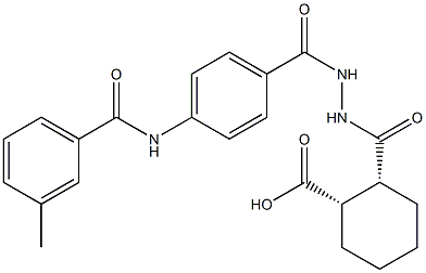 (1S,2R)-2-[(2-{4-[(3-methylbenzoyl)amino]benzoyl}hydrazino)carbonyl]cyclohexanecarboxylic acid Struktur