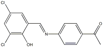 1-(4-{[(E)-(3,5-dichloro-2-hydroxyphenyl)methylidene]amino}phenyl)-1-ethanone Struktur