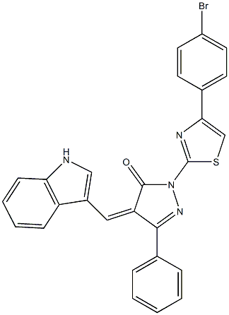 1-[4-(4-bromophenyl)-1,3-thiazol-2-yl]-4-[(Z)-1H-indol-3-ylmethylidene]-3-phenyl-1H-pyrazol-5-one Structure