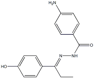 4-amino-N'-[(E)-1-(4-hydroxyphenyl)propylidene]benzohydrazide Struktur