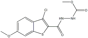 methyl 2-[(3-chloro-6-methoxy-1-benzothiophen-2-yl)carbonyl]-1-hydrazinecarboxylate Struktur