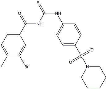 N-(3-bromo-4-methylbenzoyl)-N'-[4-(1-piperidinylsulfonyl)phenyl]thiourea Struktur