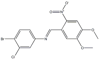 4-bromo-3-chloro-N-[(E)-(4,5-dimethoxy-2-nitrophenyl)methylidene]aniline Structure