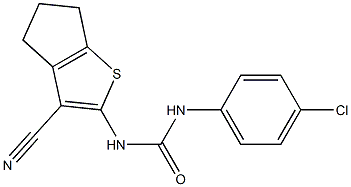 N-(4-chlorophenyl)-N'-(3-cyano-5,6-dihydro-4H-cyclopenta[b]thiophen-2-yl)urea Struktur