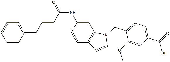 4-[6-(4-Phenylbutyrylamino)-1H-indol-1-ylmethyl]-3-methoxybenzoic acid Struktur