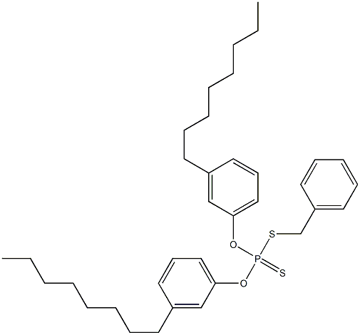 Dithiophosphoric acid O,O-bis(3-octylphenyl)S-benzyl ester Struktur