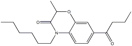 4-Hexyl-2-methyl-7-butyryl-4H-1,4-benzoxazin-3(2H)-one Struktur