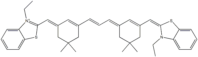 3-Ethyl-2-[[3-[3-[3-[[3-ethylbenzothiazole-2(3H)-ylidene]methyl]-5,5-dimethyl-2-cyclohexene-1-ylidene]-1-propenyl]-5,5-dimethyl-2-cyclohexene-1-ylidene]methyl]benzothiazole-3-ium Struktur