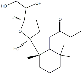 4-[(1S,2S)-1,3,3-Trimethyl-1-[[(5R)-2-hydroxy-5-methyl-5-[(R)-1,2-dihydroxyethyl]tetrahydrofuran]-2-yl]cyclohexan-2-yl]butan-3-one Struktur