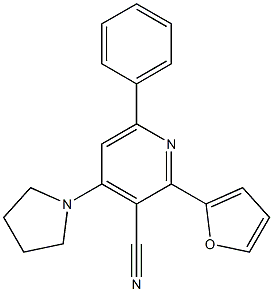 2-(2-Furanyl)-4-(pyrrolidin-1-yl)-6-phenylpyridine-3-carbonitrile Struktur