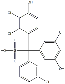 (3-Chlorophenyl)(3-chloro-5-hydroxyphenyl)(2,3-dichloro-4-hydroxyphenyl)methanesulfonic acid Struktur