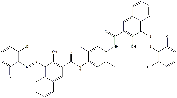 1,4-Bis[1-[(2,6-dichlorophenyl)azo]-2-hydroxy-3-naphtylcarbonylamino]-2,5-dimethylbenzene Struktur