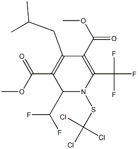 1,2-Dihydro-4-(2-methylpropyl)-2-(difluoromethyl)-6-(trifluoromethyl)-1-(trichloromethylthio)-3,5-pyridinedicarboxylic acid dimethyl ester Struktur