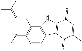 7-Methoxy-8-prenyl-3-methyl-1H-carbazole-1,4(9H)-dione Struktur