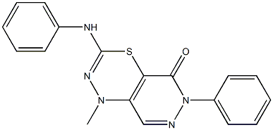 3-(Phenylamino)-1-methyl-6-phenyl-1H-pyridazino[4,5-e][1,3,4]thiadiazin-5(6H)-one Struktur