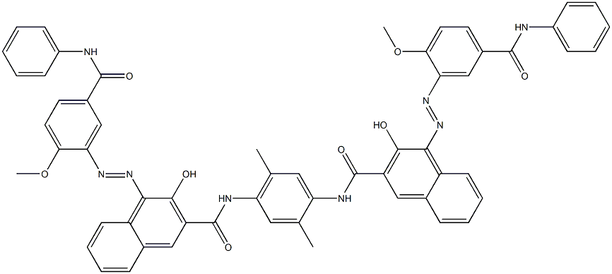 N,N'-(2,5-Dimethyl-1,4-phenylene)bis[4-[[2-methoxy-5-(phenylcarbamoyl)phenyl]azo]-3-hydroxy-2-naphthalenecarboxamide] Struktur